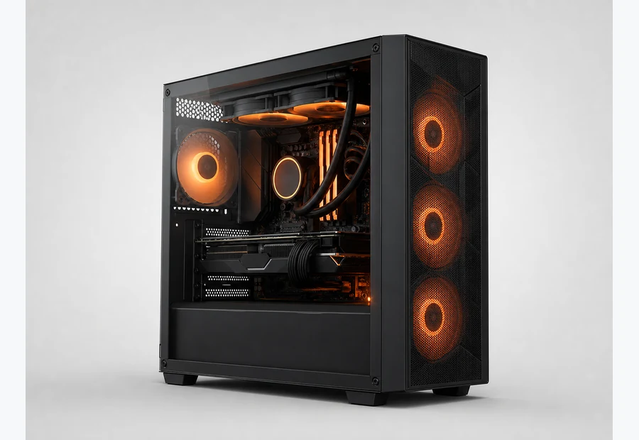 Gabinete gamer con ventilación y limpieza técnica